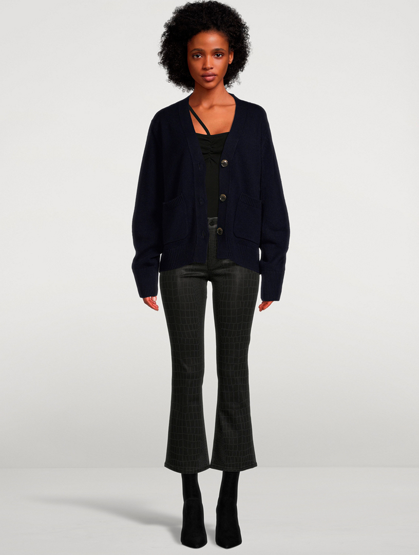 Le Crop Mini Bootcut Croc-Embossed Jeans