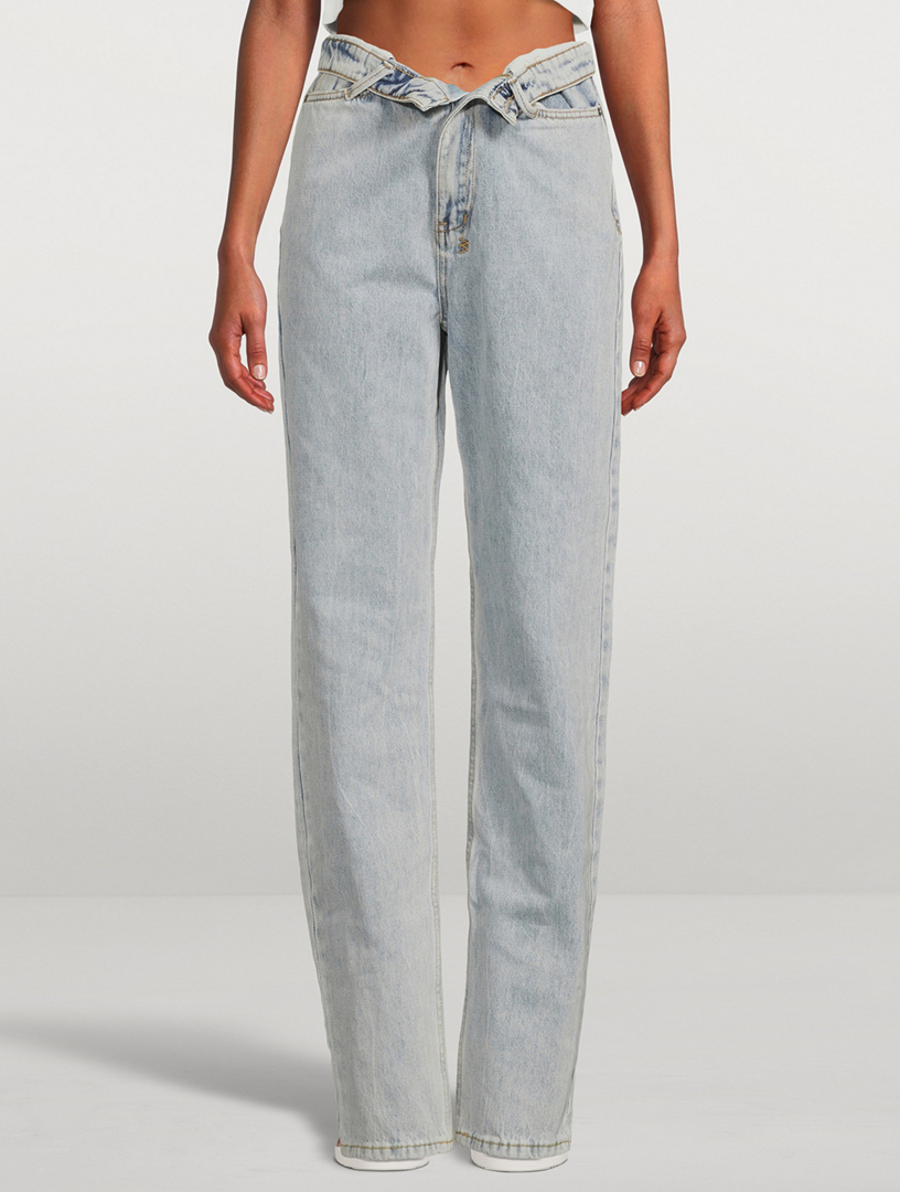 Criss Cross High-Rise Straight Jeans