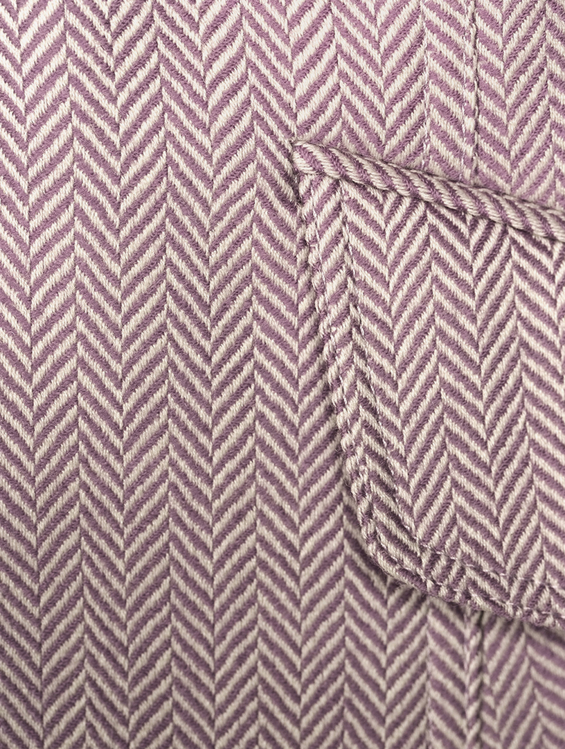 Pouf-Sleeve Herringbone Wool Blazer