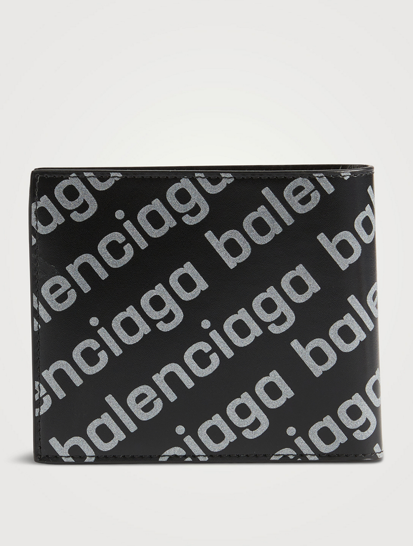 Leather Wallet In Reflective Print