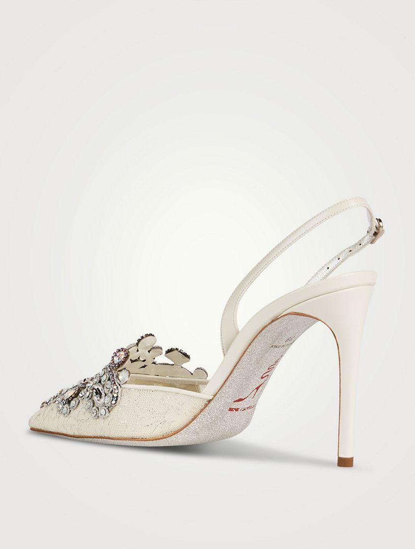 Escarpins-sandales Veneziana en dentelle à cristaux