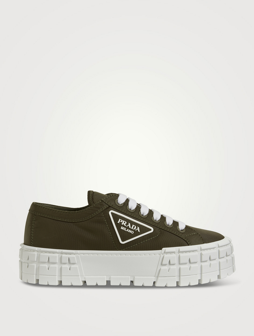 Prada Re-Nylon Gabardine Low Top Sneakers Black Black White