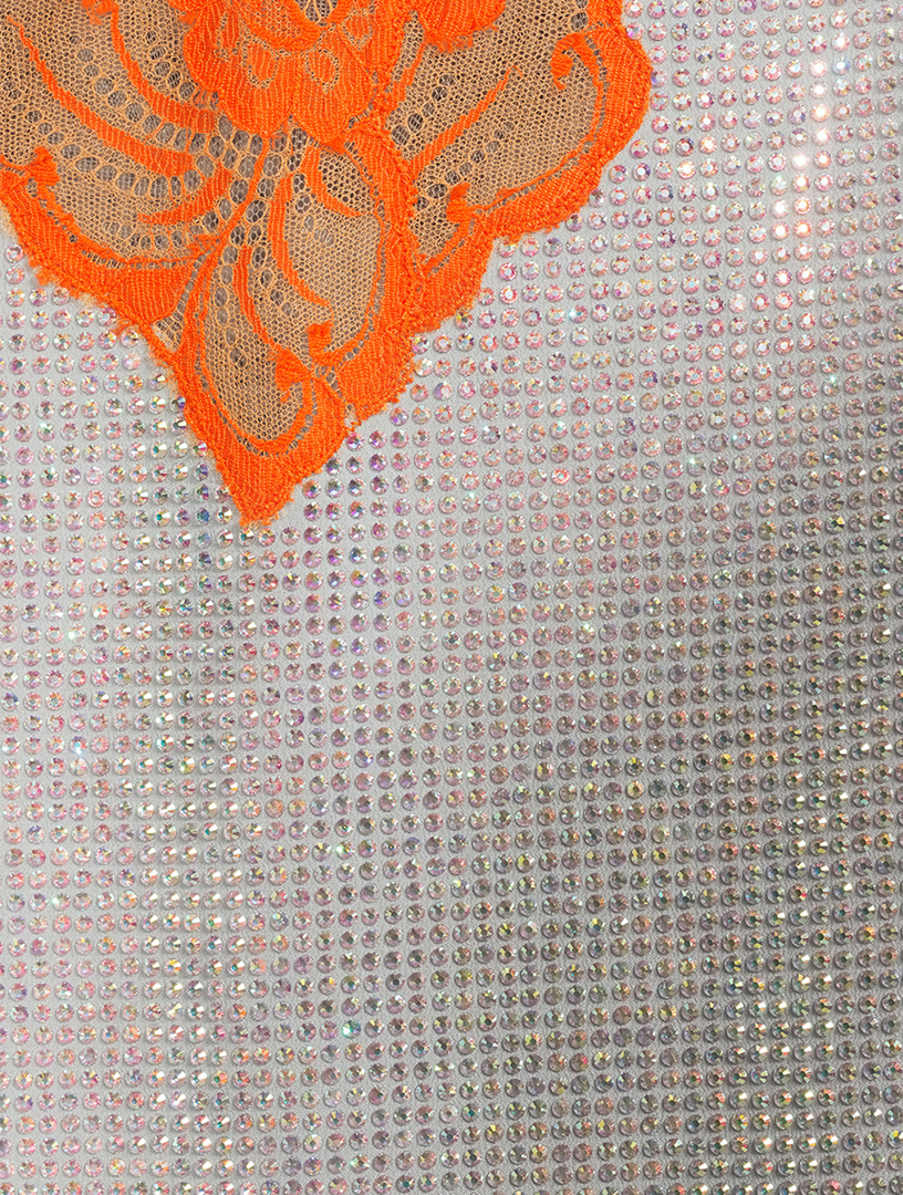 Embellished Silk Mini Dress