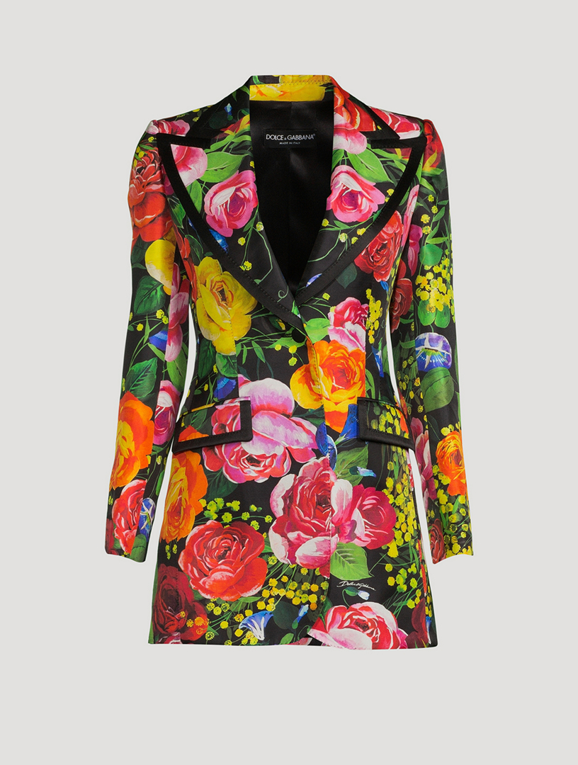 DOLCE & GABBANA Blazer en soie extensible Mikado Turlington en motif de ...