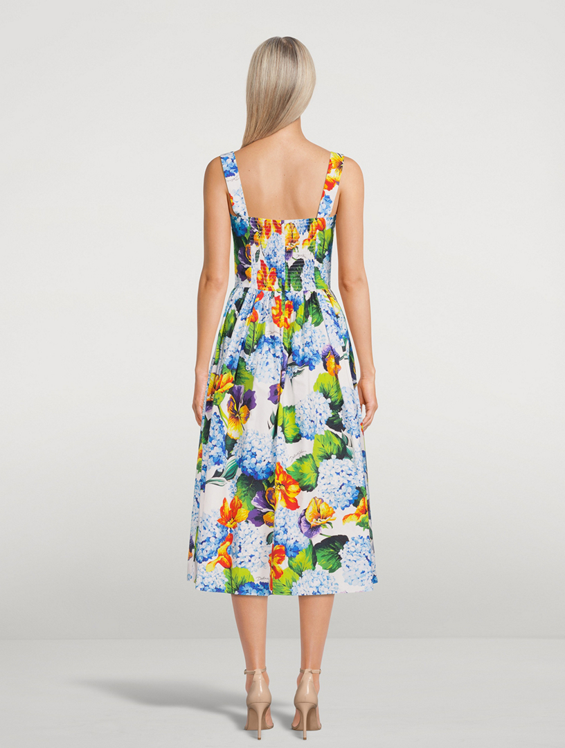 DOLCE GABBANA Bustier Midi Dress In Hydrangea Print Holt Renfrew