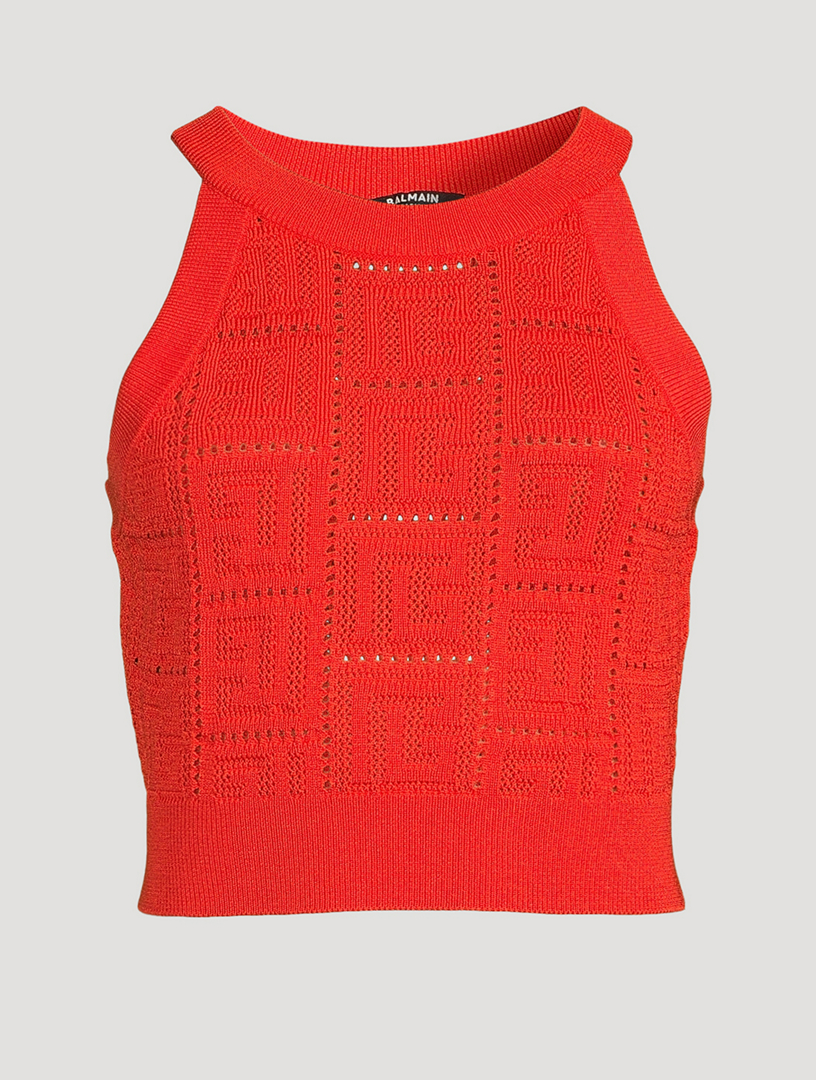 BALMAIN Monogram Knit Crop Top Holt Renfrew