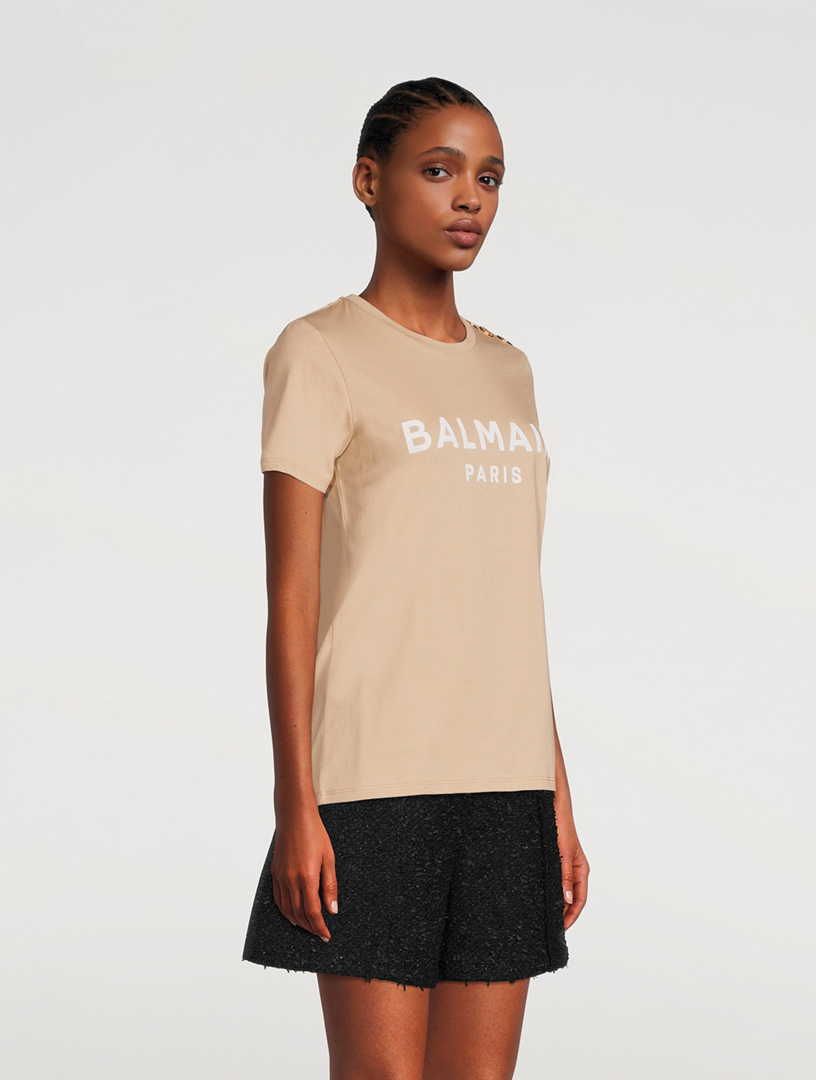 Cotton Logo T-Shirt With Buttons