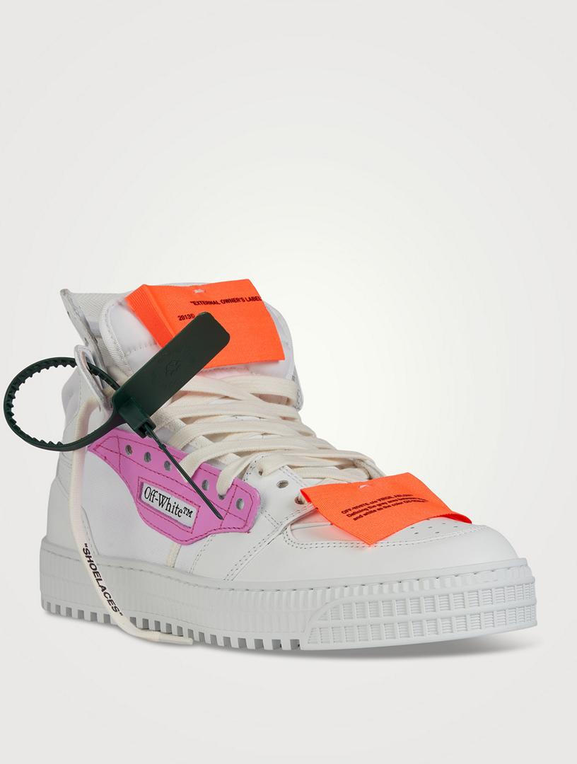 Off-White 3.0 Off Court Leather High-Top Sneakers, White Orange, Women's, 39EU, Sneakers & Trainers High Top Sneakers