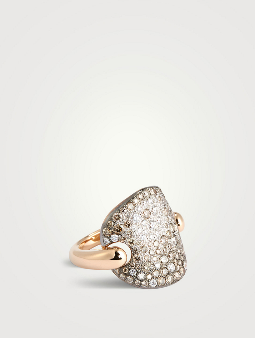 Sabbia 18K Rose Gold Ring With Diamonds