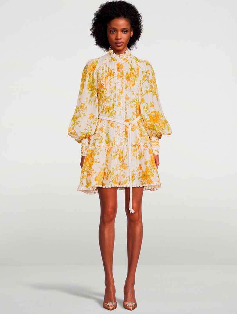 Songbird Puff-Sleeve Mini Dress Floral Print