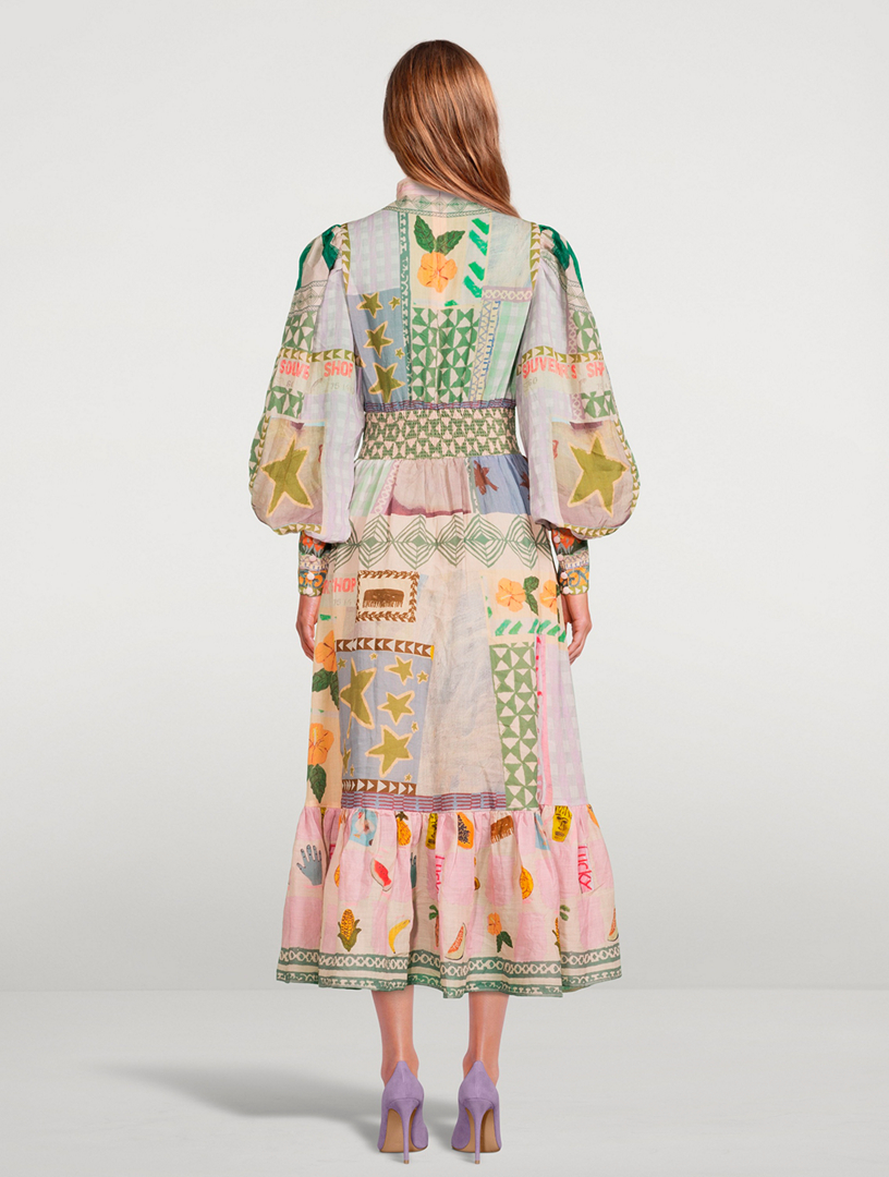 Emma Gale x Alémais Shirt Dress Patchwork Print