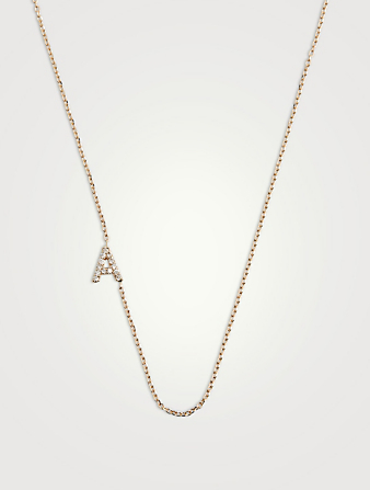 Love Letter Gold A Initial Necklace With Pavé Diamonds