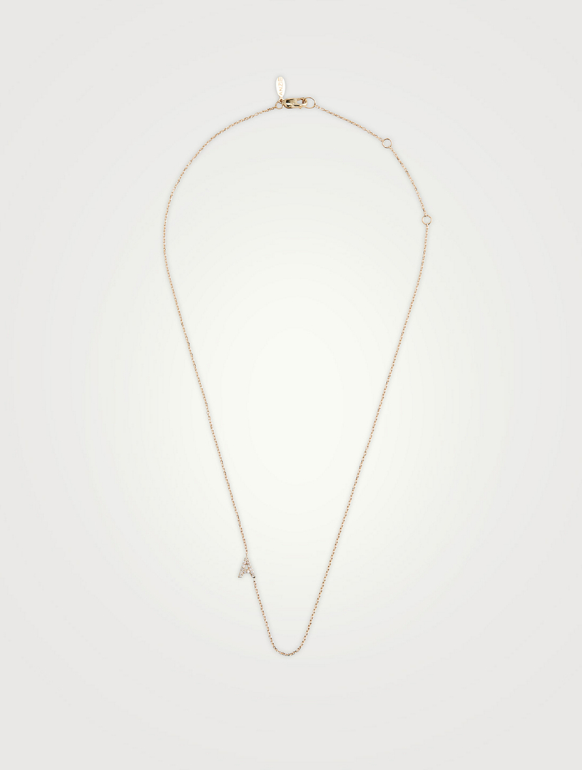 Love Letter Gold A Initial Necklace With Pavé Diamonds