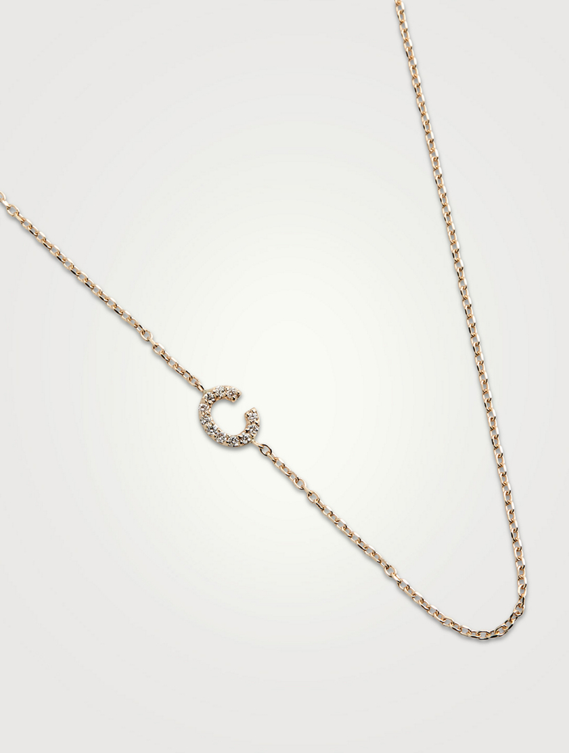 Love Letter Gold C Initial Necklace With Pavé Diamonds