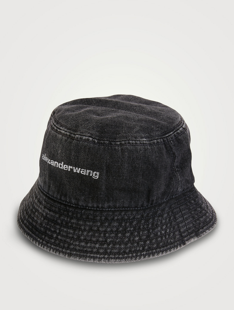 ALEXANDER WANG Denim Bucket Hat With Crystal Logo | Holt Renfrew display picture 1