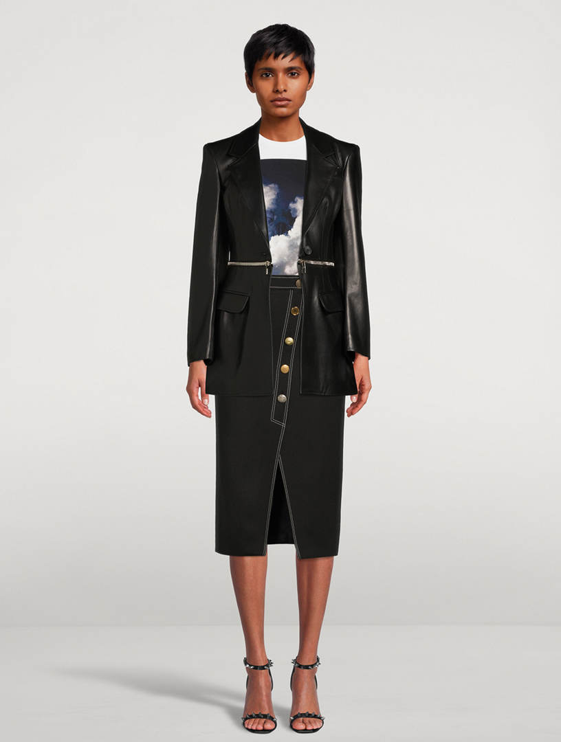 Asymmetric Wool Midi Skirt
