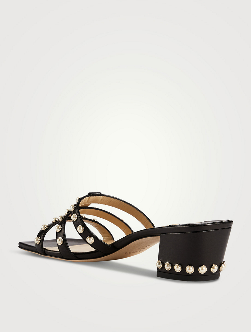 Hazal 45 Leather Mules With Pearls
