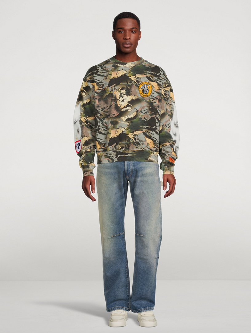 Cotton Sweatshirt Camo Print