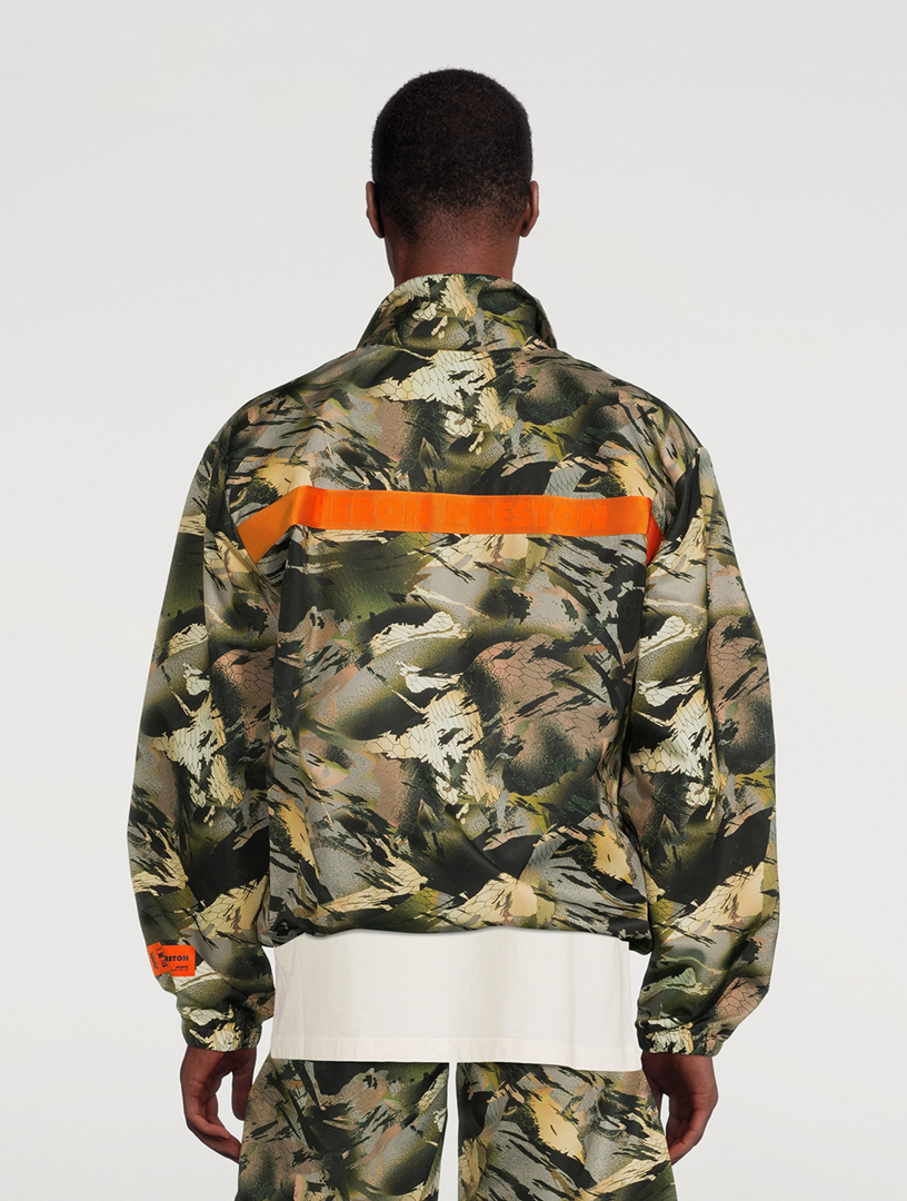 Nylon Pullover Windbreaker Jacket In Camo Print