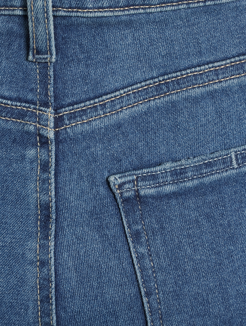 Cindy Destroyed-Hem Straight-Leg Jeans