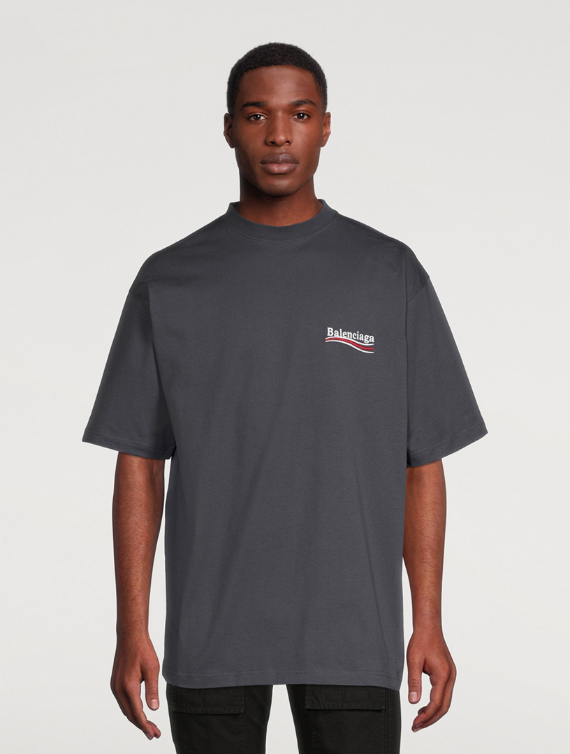 【Balenciaga】 (W) Political Campaign Oversized T-Shirt Political Campaign large-fit T-shirt in black - Balenciaga