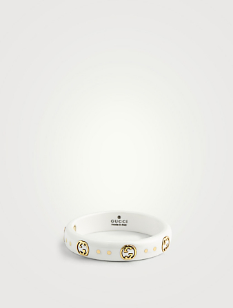 Interlocking G 18K Gold Icon Ring With White Zirconia