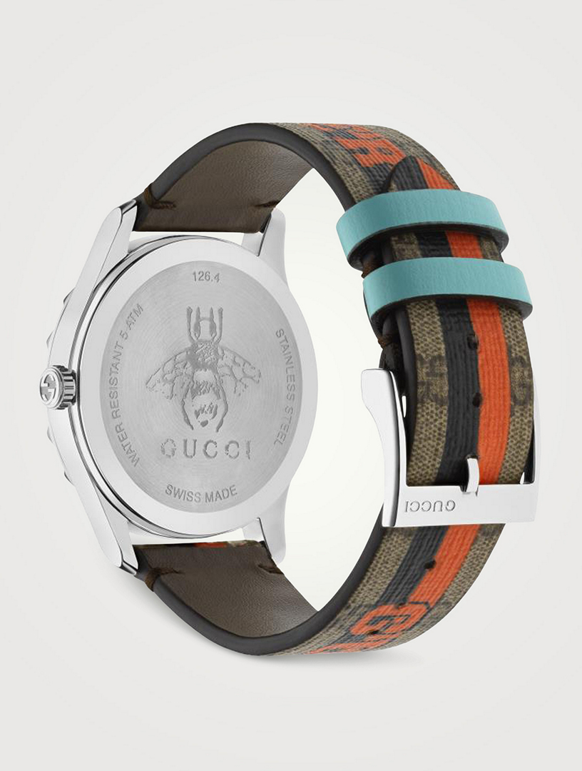 G-Timeless Tiger GG Supreme Canvas Strap Watch