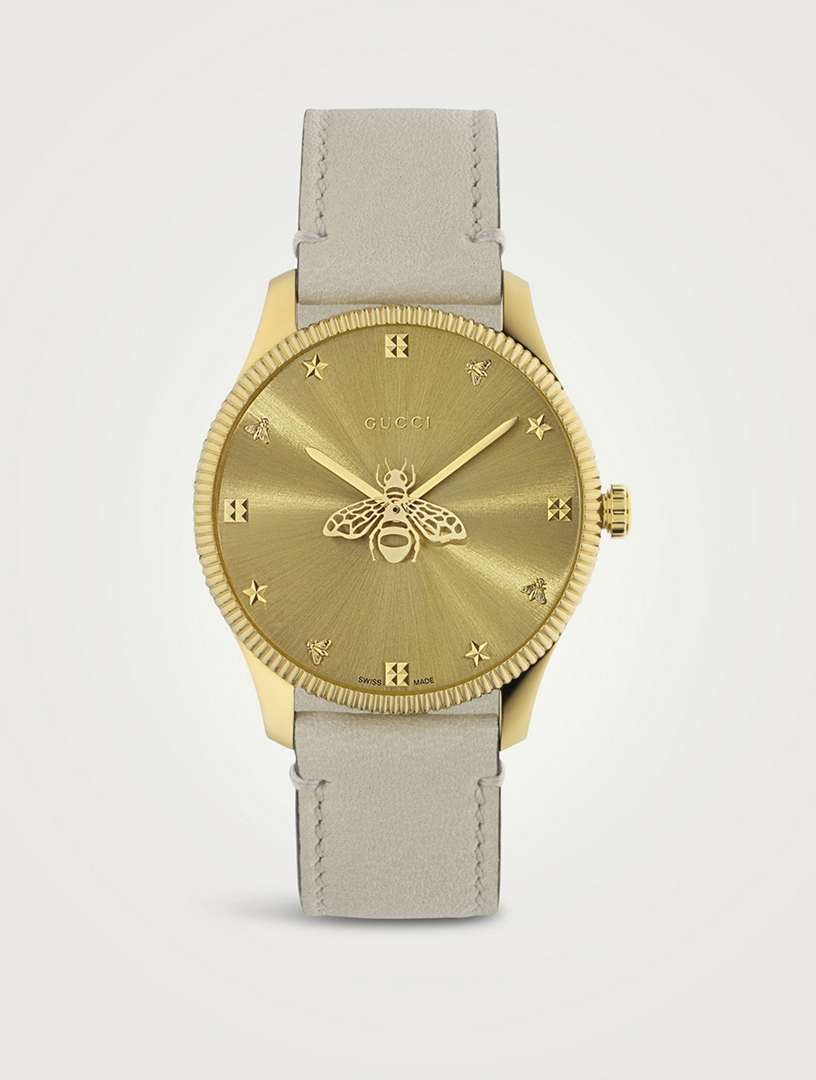 Gucci watch best sale with leather band