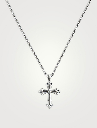 Collier en argent sterling à pendentif de croix fleurdelisée