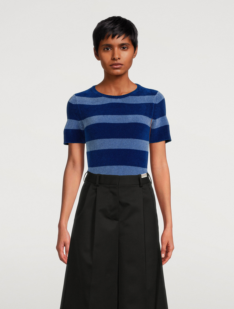 Short-Sleeve Striped Sweater