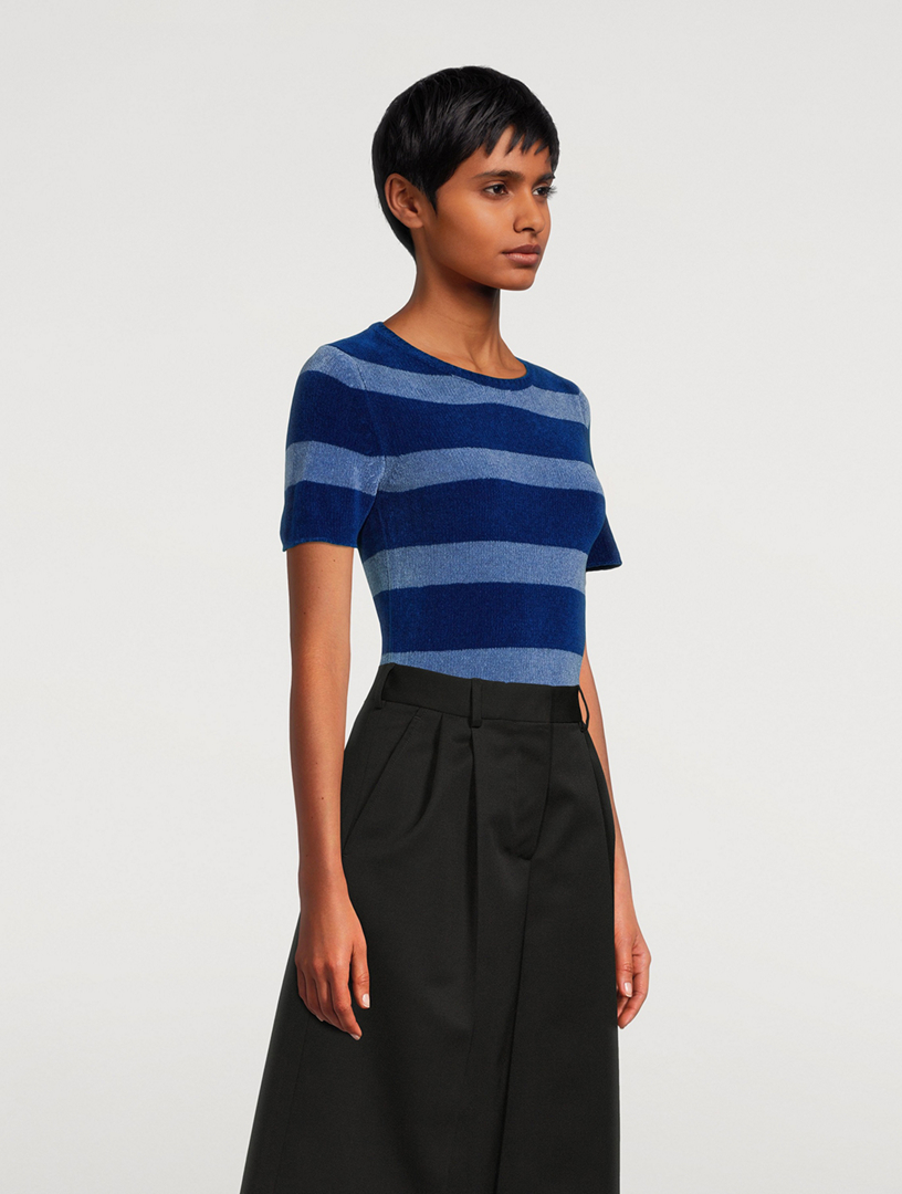 Short-Sleeve Striped Sweater
