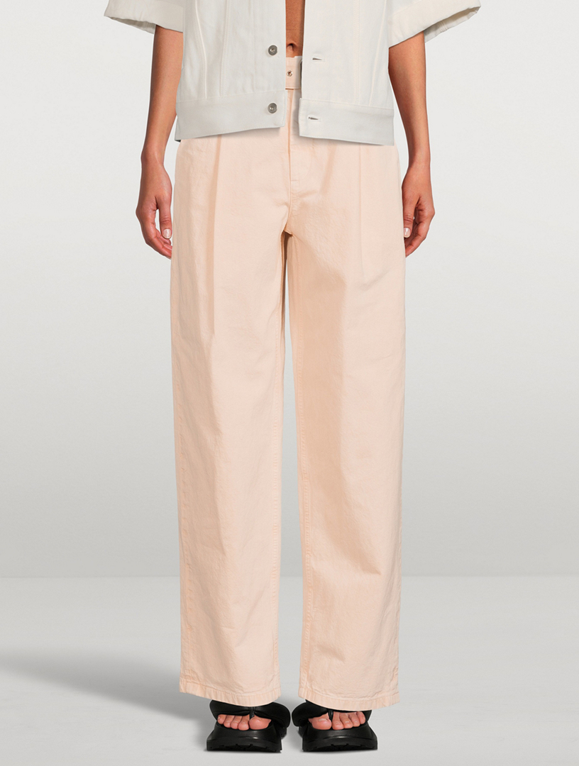 Belted Cotton Canvas Trousers
