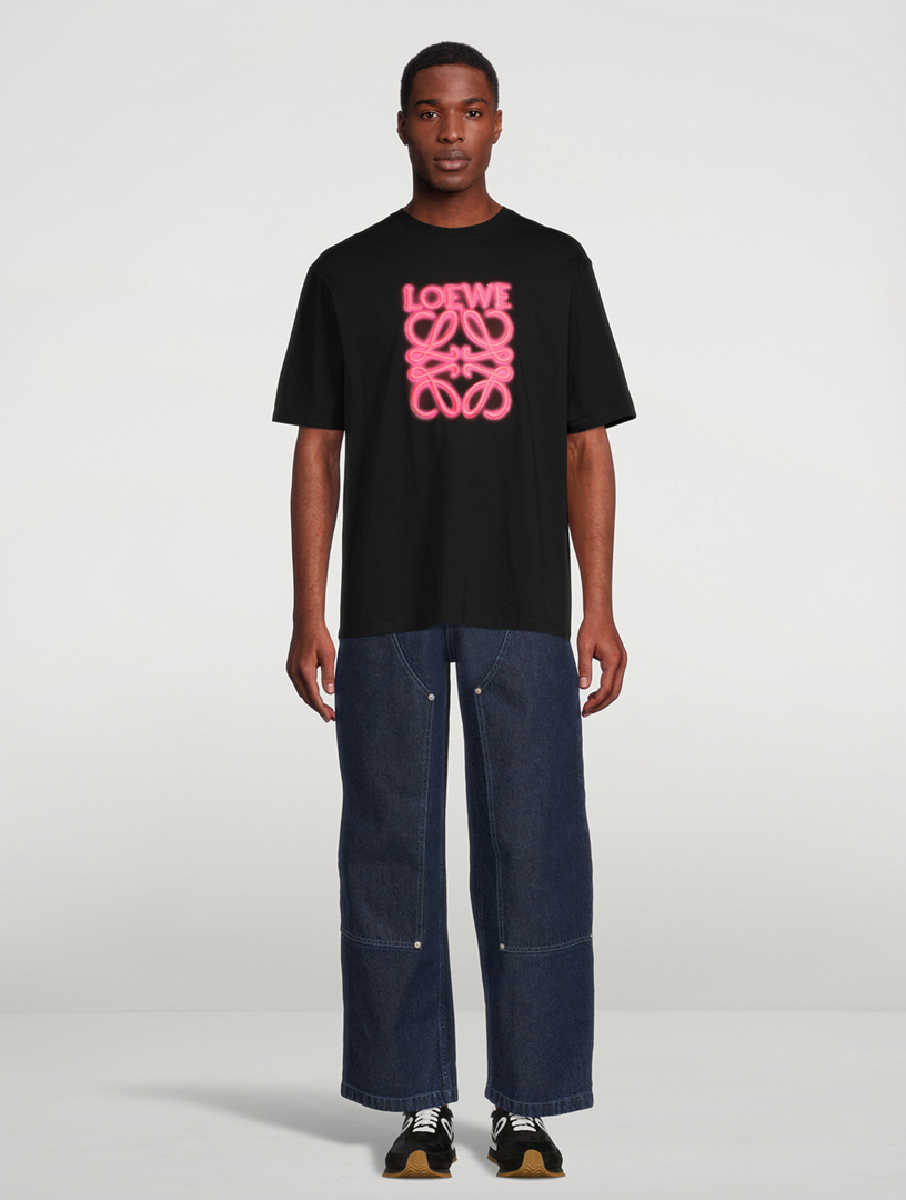 Cotton T-Shirt With Neon Logo