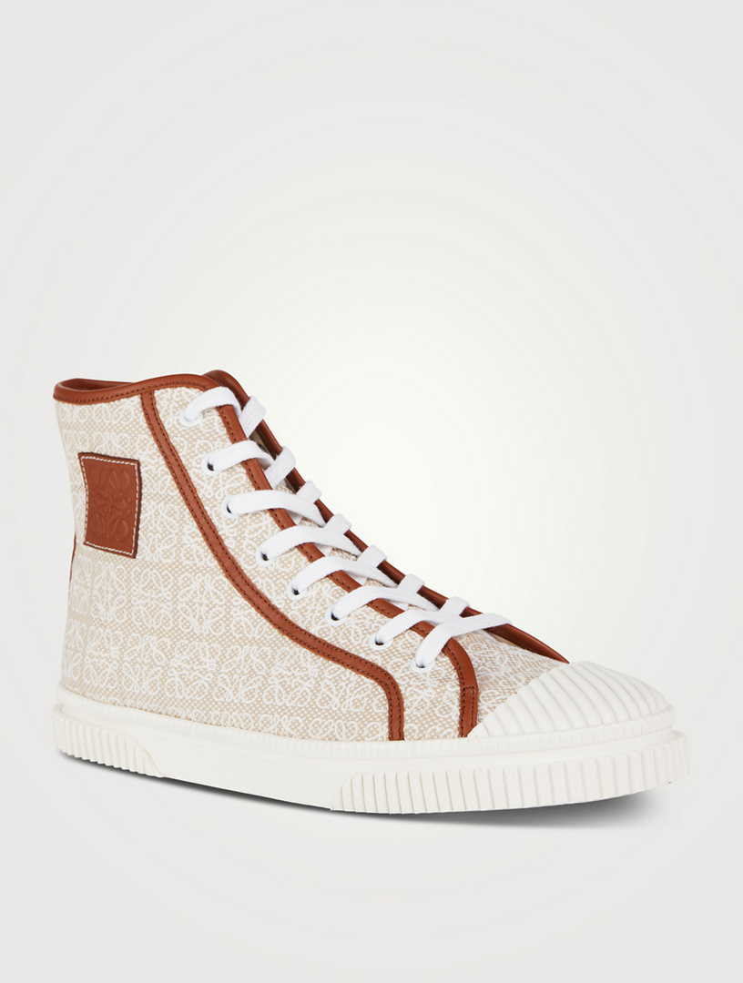 LOEWE Anagram Jacquard And Leather High-Top Sneakers Holt Renfrew