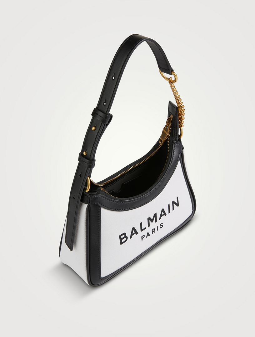 BALMAIN B-Army キャンバス ショルダーバッグ B-Army handbag in monogrammed canvas and leather - Women