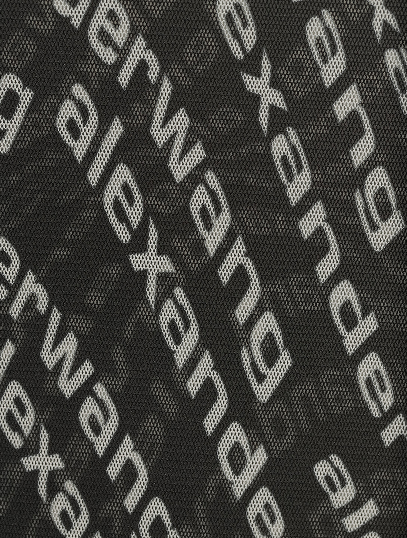 Long-Sleeve Mesh T-Shirt Wave Logo Print