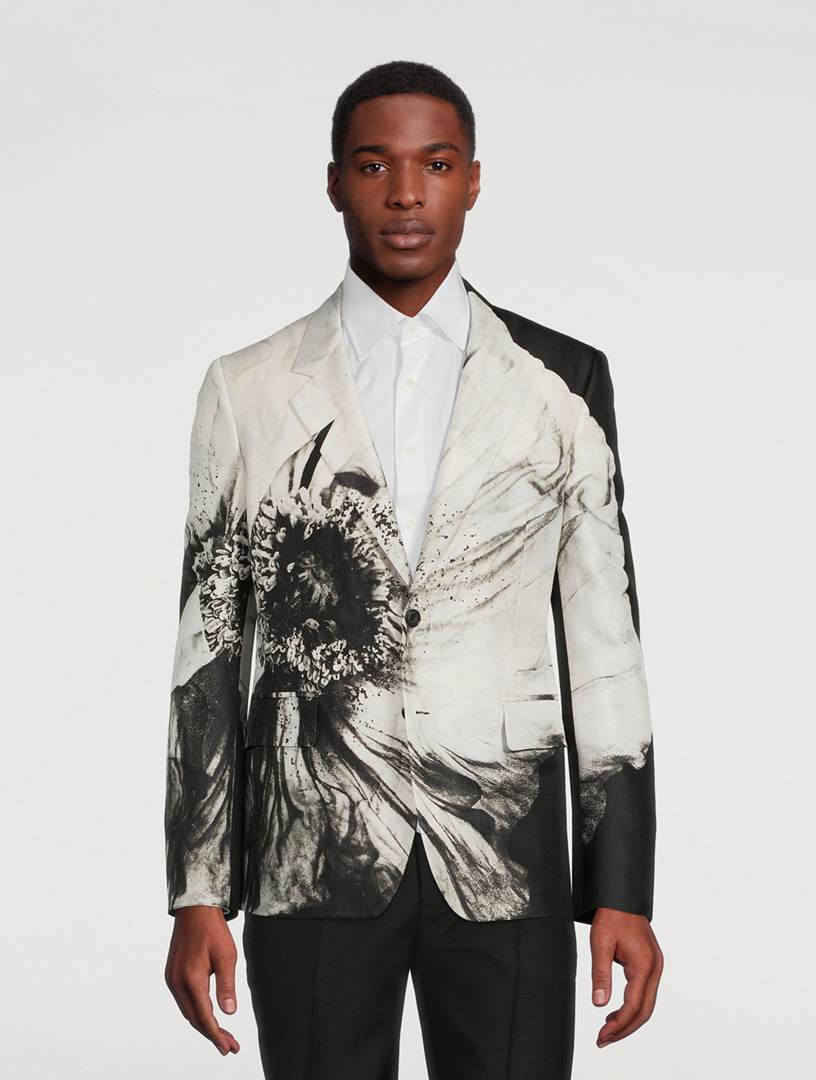 ALEXANDER MCQUEEN フラワープリント テーラードジャケット ALEXANDER MCQUEEN Wool And Silk Jacket In Flower Print | Holt Renfrew