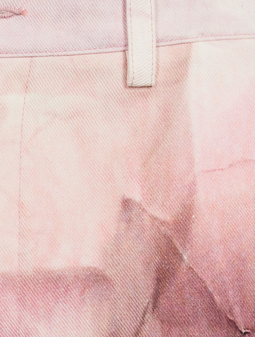 Cotton Gabardine Baggy Pants Flower Print