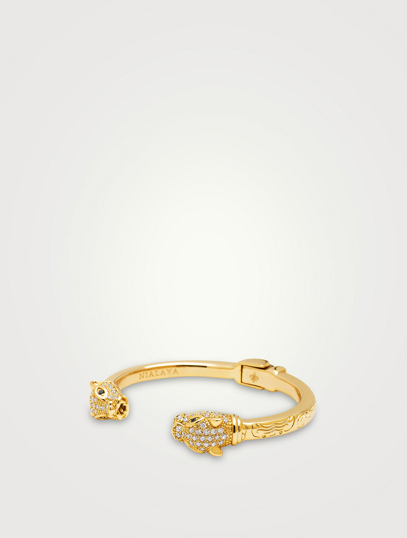 NIALAYA 18K Gold Plated Panther Bangle Bracelet | Holt Renfrew