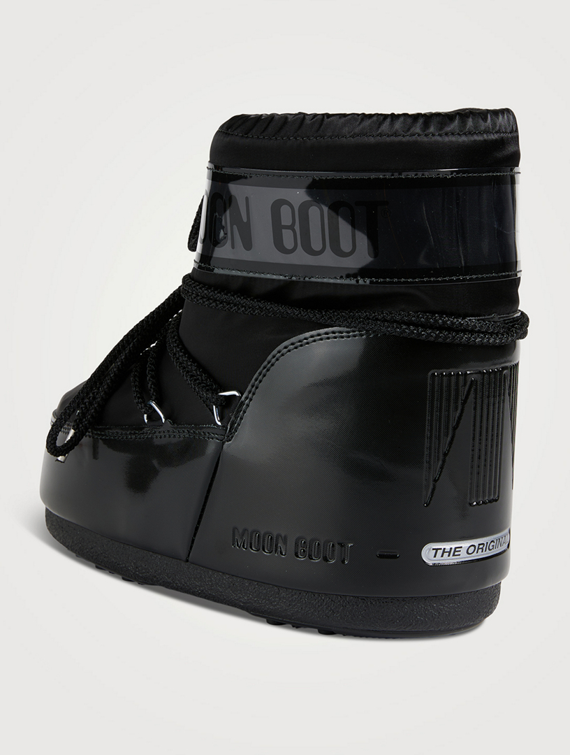 Icon Low Glance Silver Satin Boots | Moon Boot Official Store