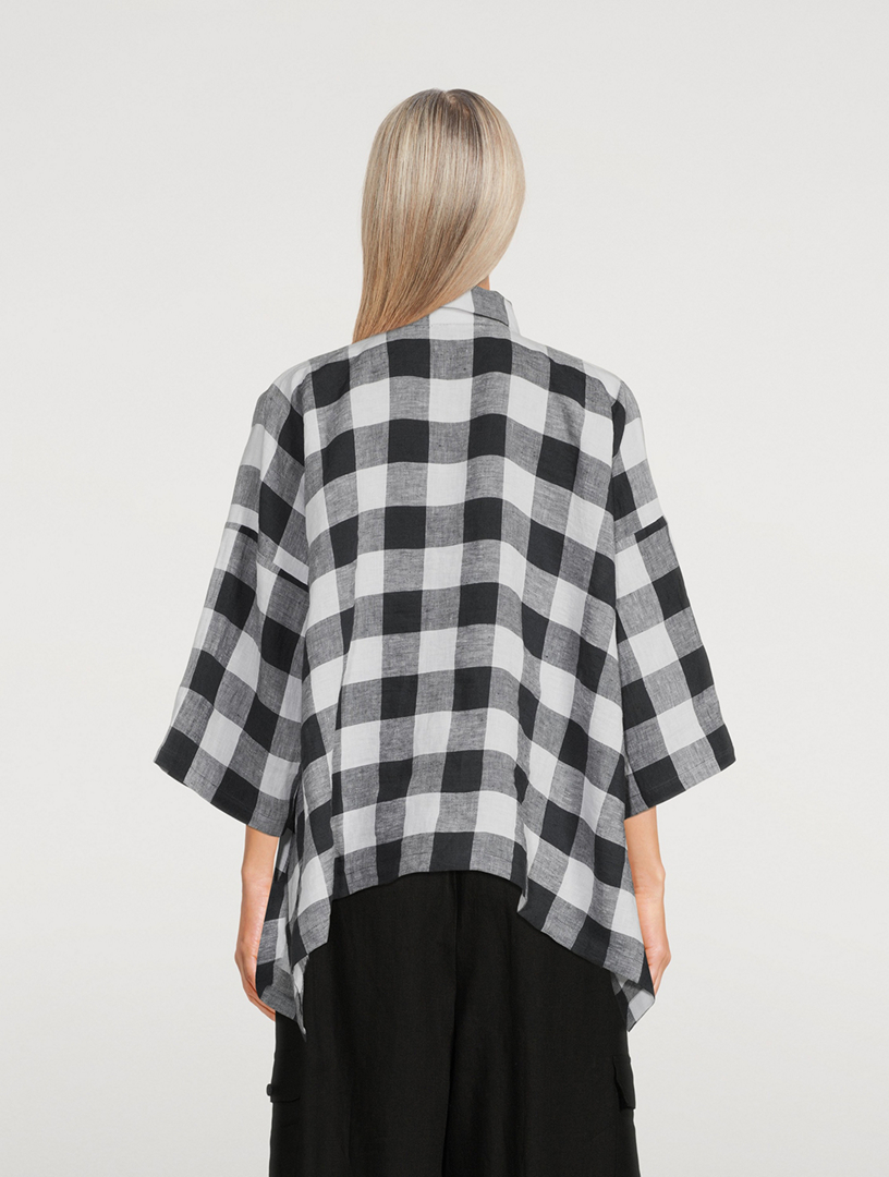 Gingham Linen Wide Shirt