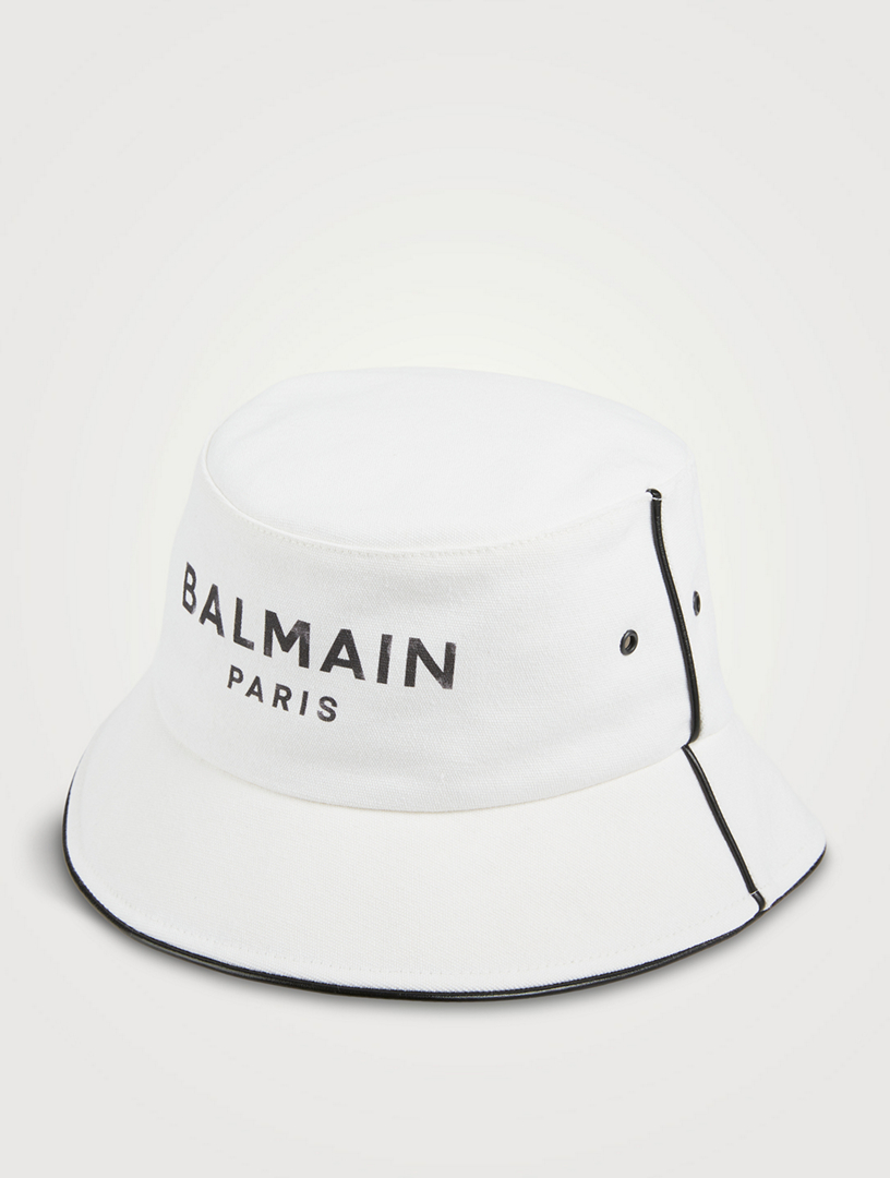 Balmain Cotton Canvas Bucket Hat with Logo