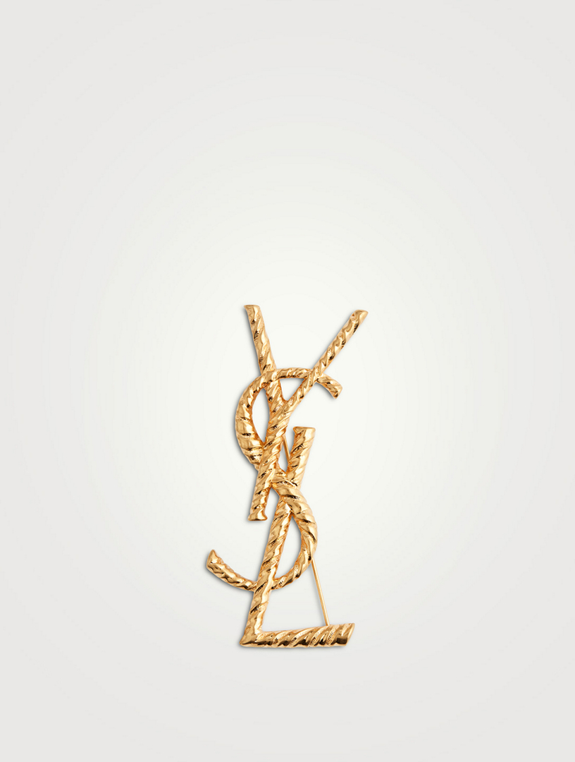 Saint Laurent Tiger Textured YSL Brooch