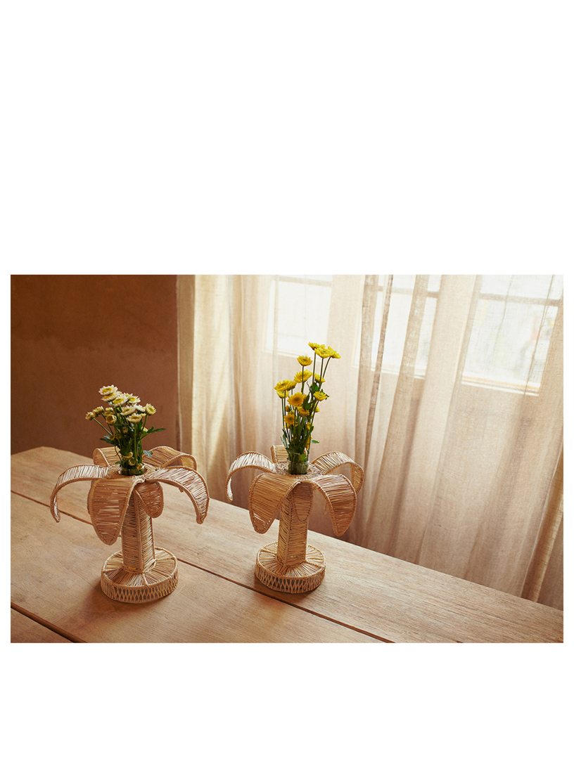 Mercedes Salazar Nature Raffia Candle Holders - Thumbnail 2