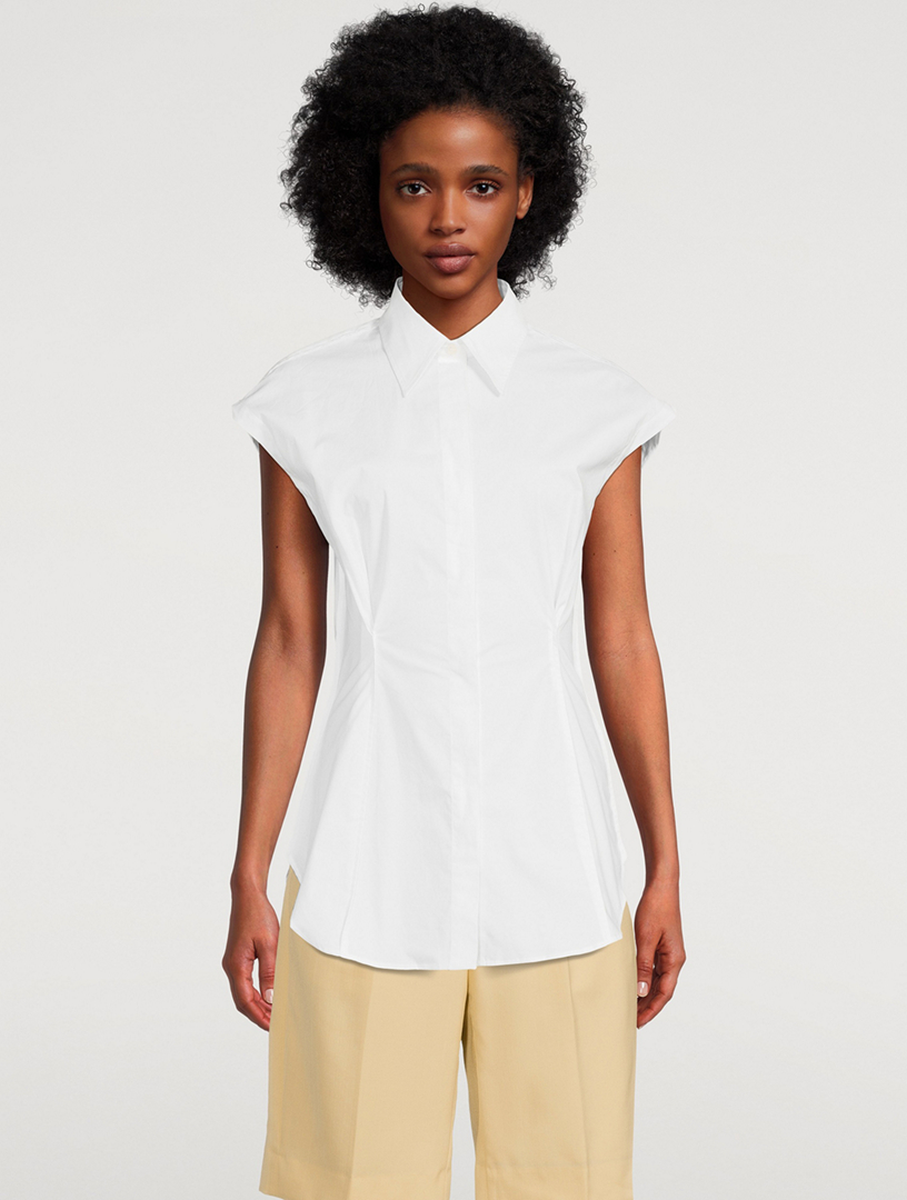 Cotton Poplin Sleeveless Shirt