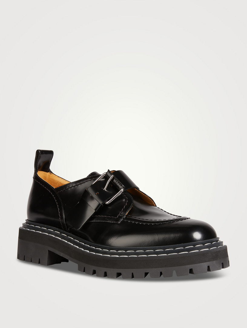 Buckled Leather Lug Sole Loafers