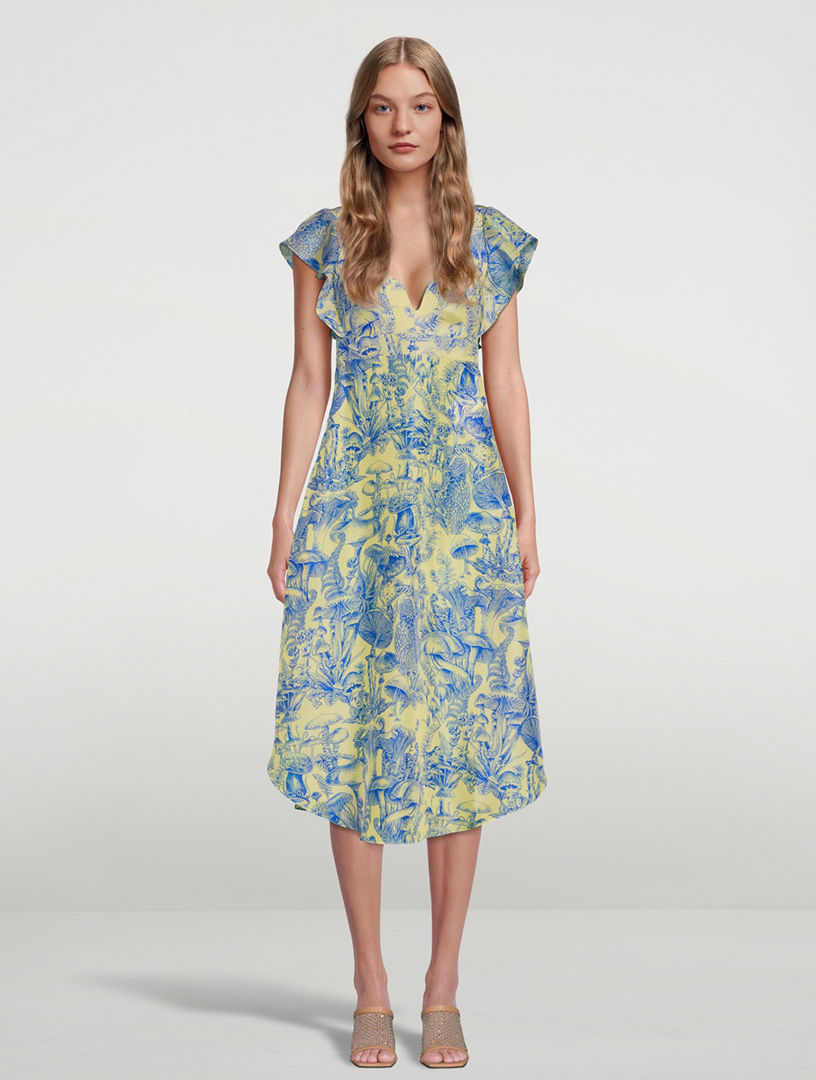 STELLA MCCARTNEY Silk Midi Dress In Mushroom Print Holt Renfrew