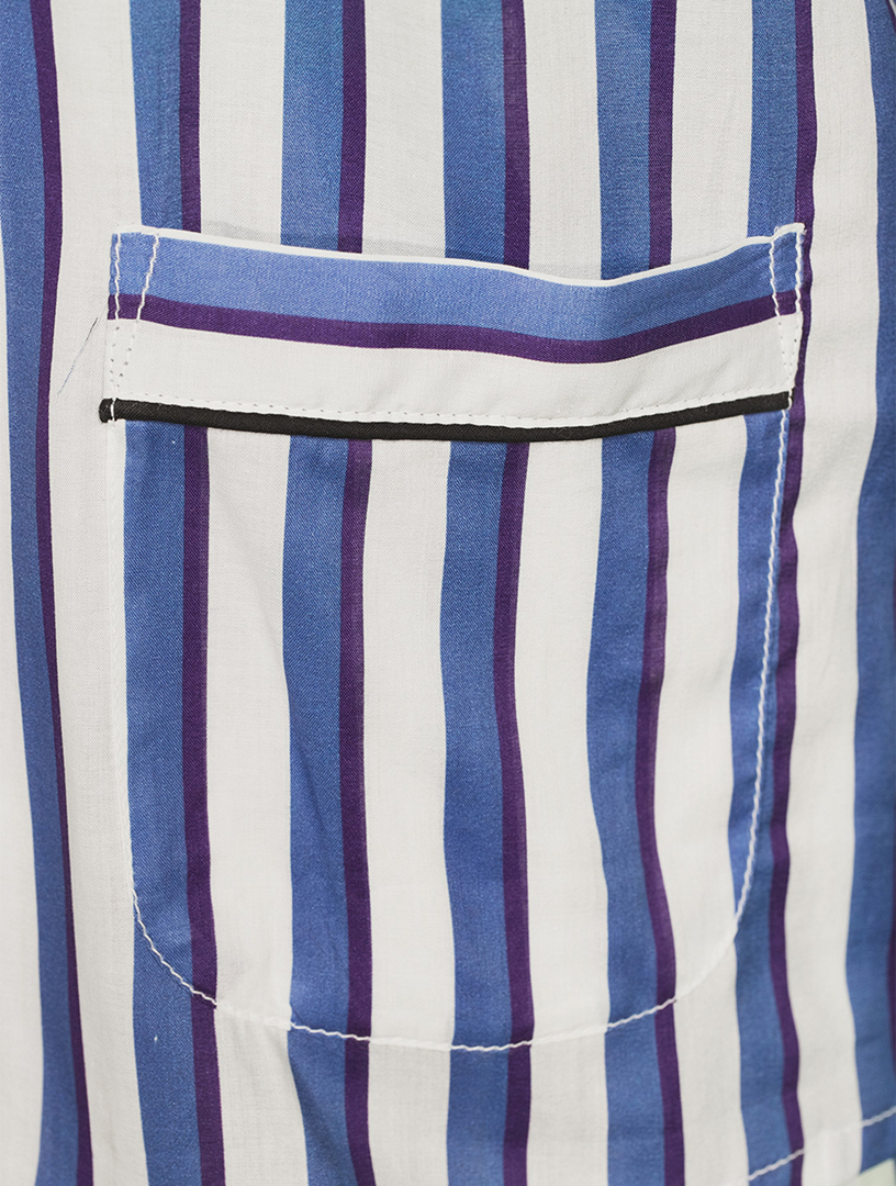 Cotton Striped Cropped Pajama Set