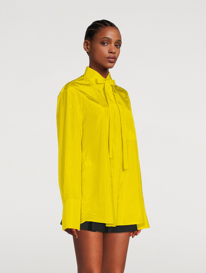 Washed Taffeta Shirt With Neck Tie