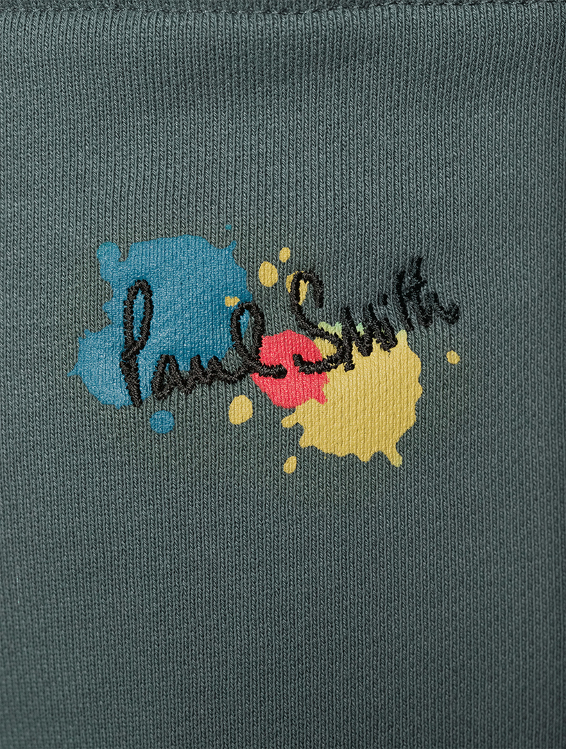 Cotton Jogger Pants With Paint Splatter Logo